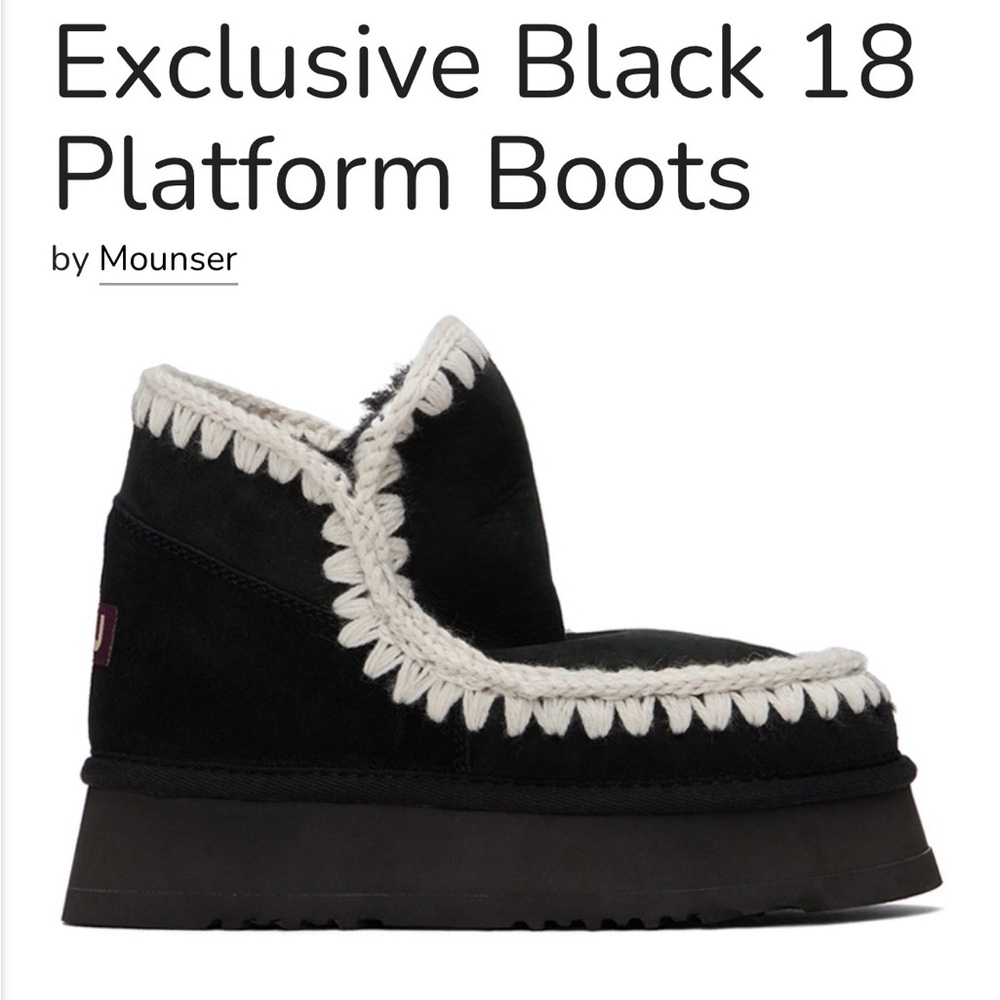 Ssense exclusive Mou Black and Cream Platform Boots 38